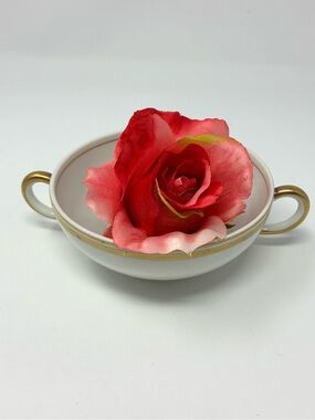 O.P. CO Syracuse China OLD COLONY CREAM Soup BOWL Cup Wide Gold Rim Vtg Set of 5